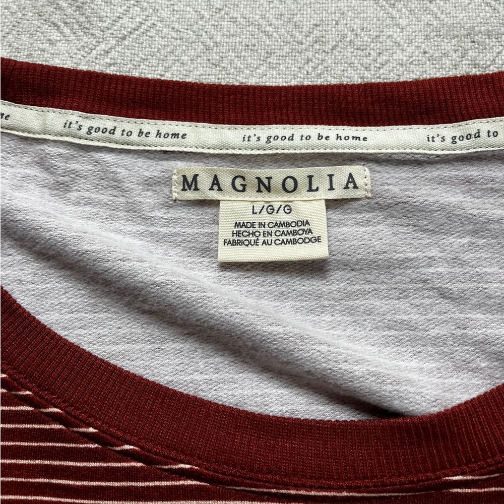 Magnolia Joana Gaines Homebody Rusty Brown Striped Sweatshirt L - Picture 2 of 5